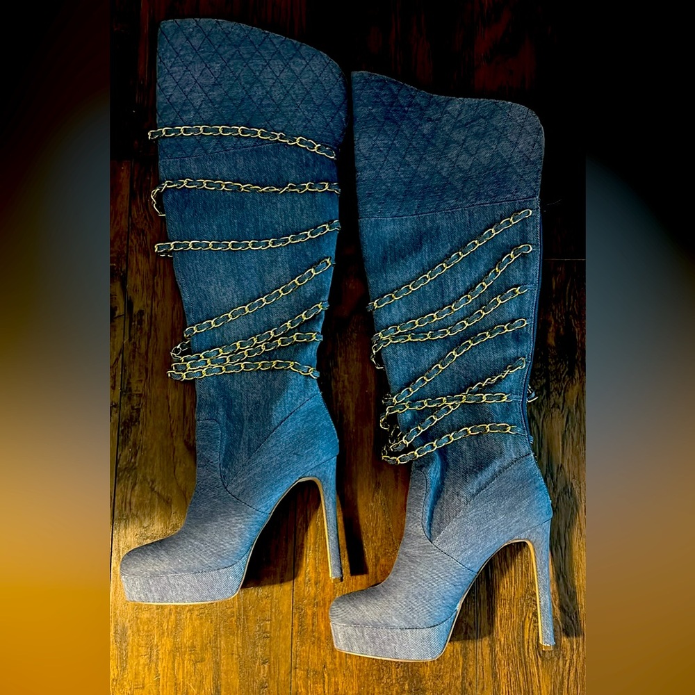 Shoe dazzle heeled jeans boots